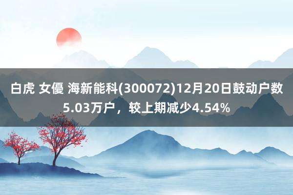 白虎 女優 海新能科(300072)12月20日鼓动户数5.03万户，较上期减少4.54%
