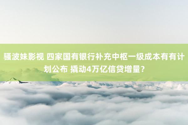 骚波妹影视 四家国有银行补充中枢一级成本有有计划公布 撬动4万亿信贷增量？